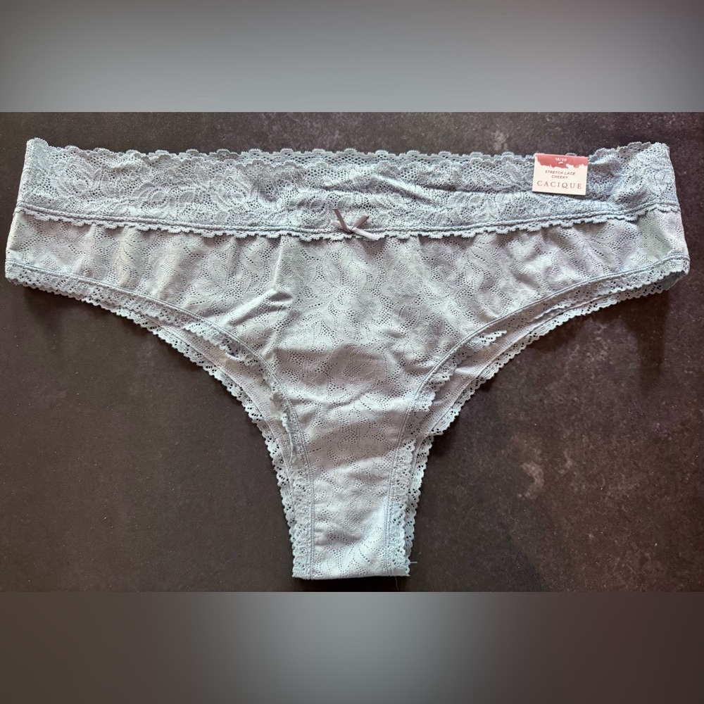 Cacique Plus Size 2X 18/20 Lane Bryant Light Blue Stretch Lace Panties